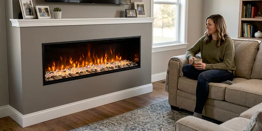 Electric Fireplace With Crystal and Pebble Embers Woodbridge